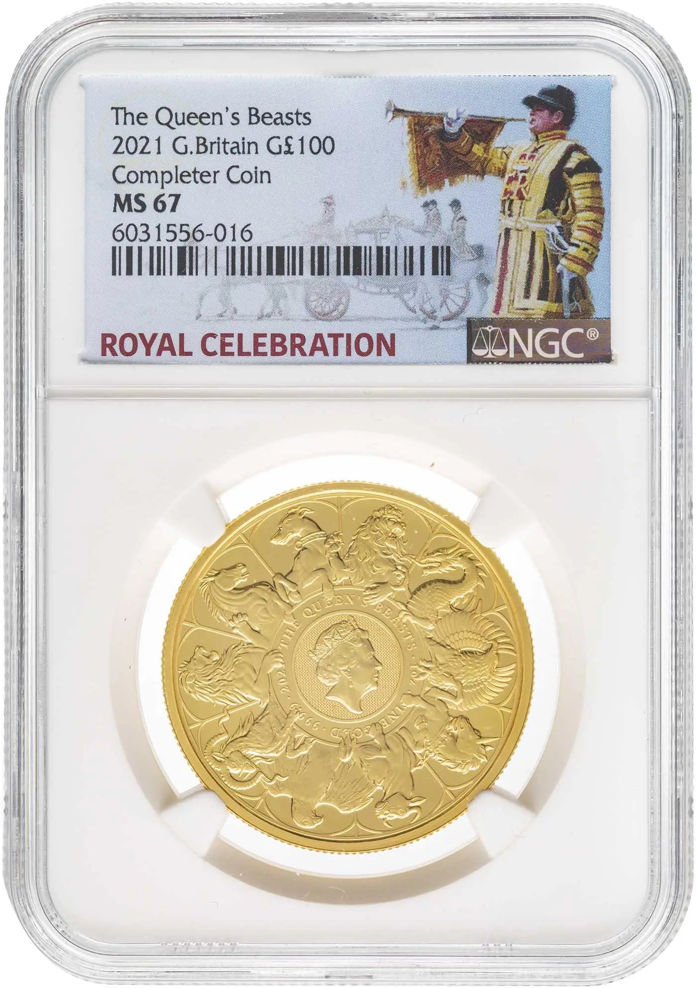 2021 1 oz Gold Bullion Queen's Beasts 'Completer' Coin NGC Graded MS67