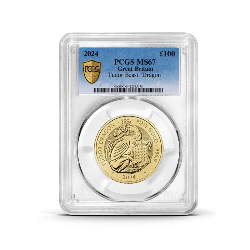 PCGS Certified 2024 Tudor Beast Tudor Dragon 1oz Gold Coin MS67