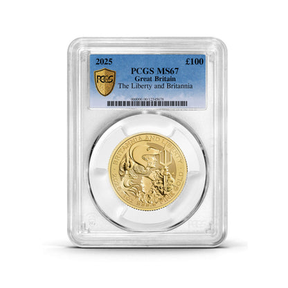 PCGS Certified 2025 Britannia and Liberty 1oz Gold Coin MS67