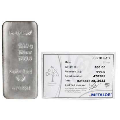 500g Silver Bar Metalor