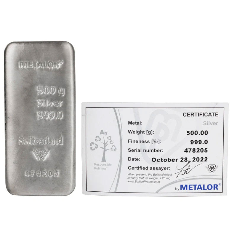 500g Silver Bar Metalor
