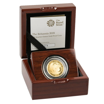 2018 Britannia £25 1/4oz Gold Proof Coin (Box & COA)