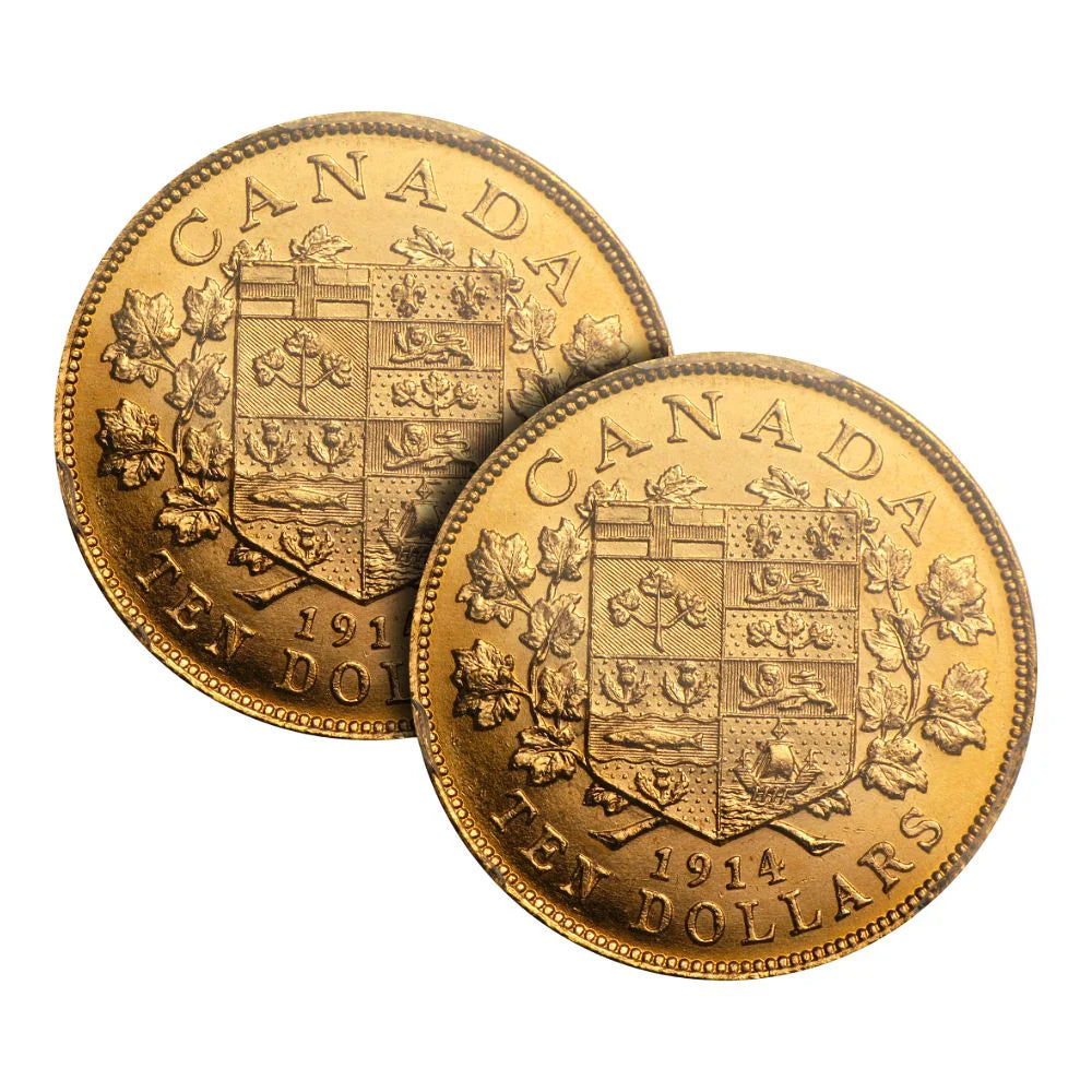 PGCS-graded Canada Hoard $10 George V MS63 (Paired Coins)