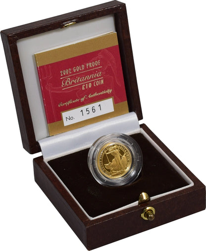 2000–2002 Britannia £10 1/10oz Gold Proof Set (3 Coins, Boxes & COAs)