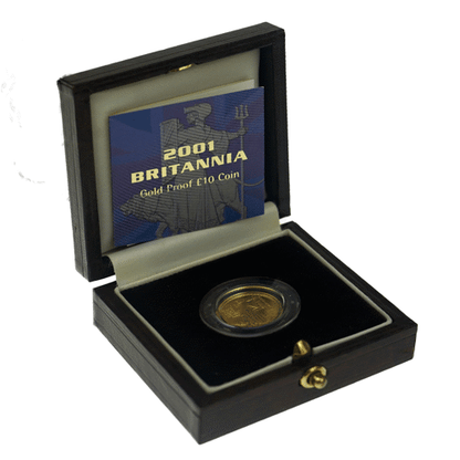 2000–2002 Britannia £10 1/10oz Gold Proof Set (3 Coins, Boxes & COAs)