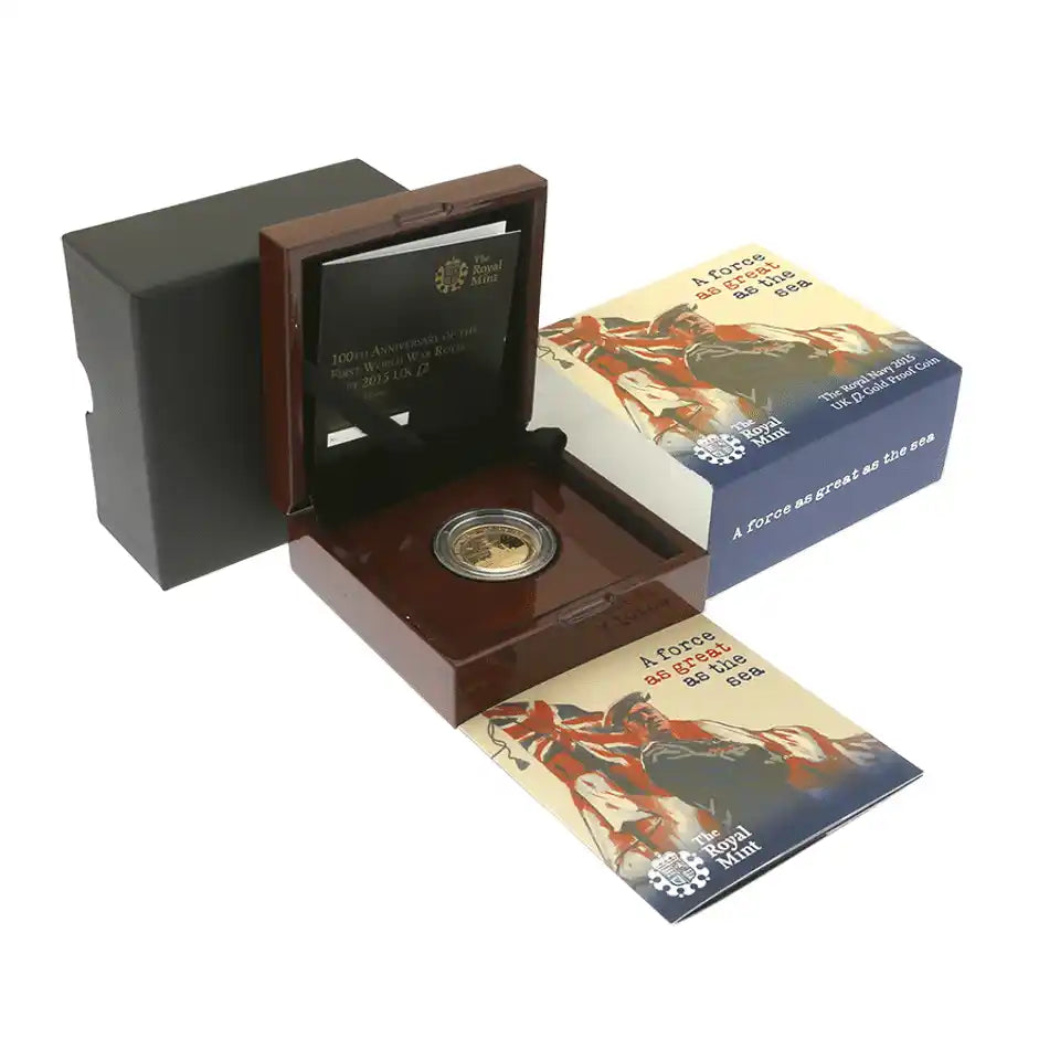 2015 The Royal Navy £2 Gold Proof Coin (Box & COA)
